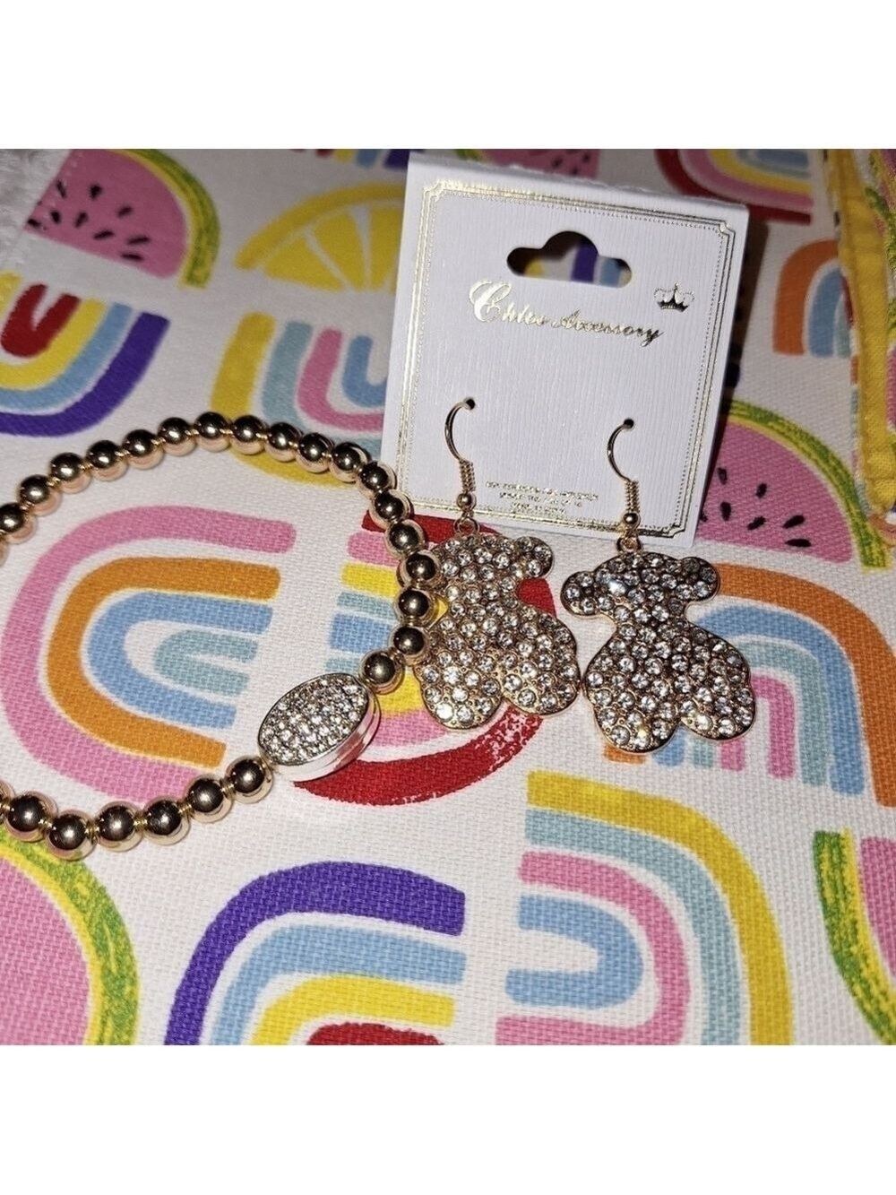 Gold Tone Bracelet and Earrings Set